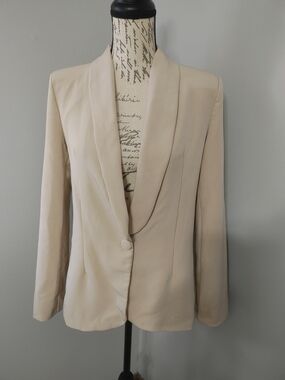 Copperose Paris Italian Made Elegant Beige Collar Blazer Jacket L *spot*